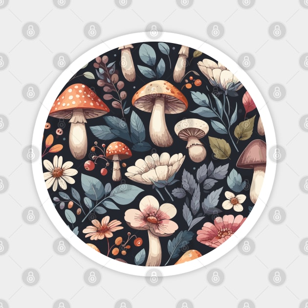 Mushroom Pattern Magnet by Siha Arts